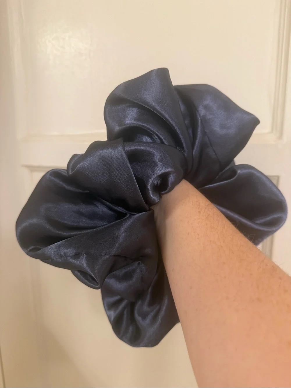 JUMBO Satin Silk Scrunchie - Grey Midnight